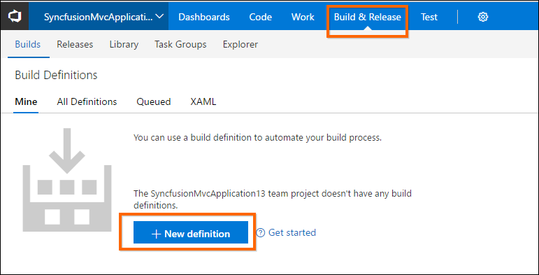 Build and Release section in Visual Studio Online Application