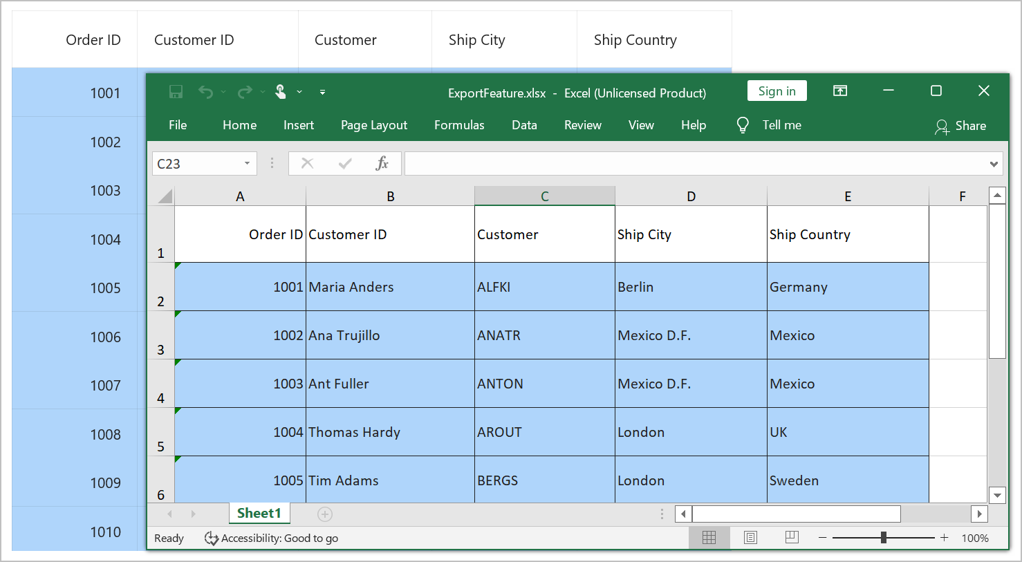 Export To Excel In Maui Datagrid Control Syncfusion