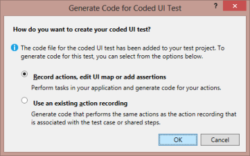 Choose the type of coded ui test  from visual studio