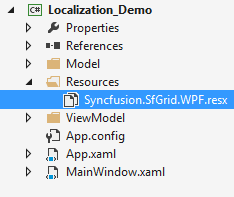 Displaying Default Resource File of WPF DataGrid into Resources Folder