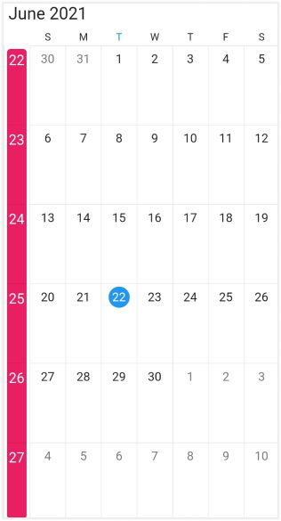 Week Number Appearance in Flutter Event Calendar