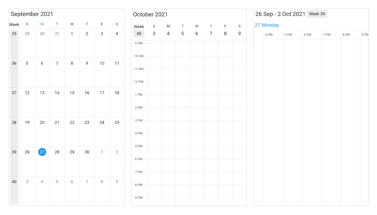 Week Number in Flutter Event Calendar