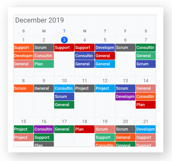 Month appointment display mode