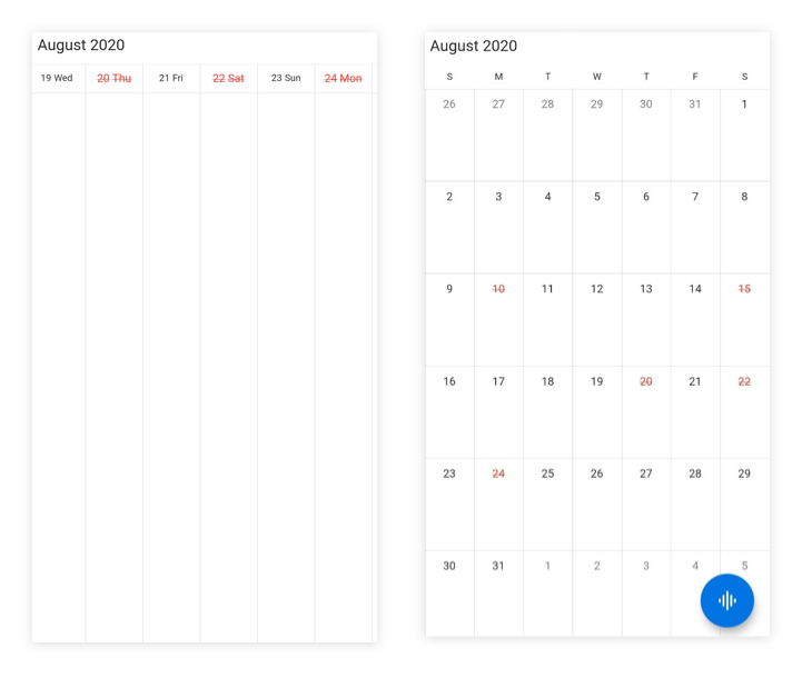 Blackout dates