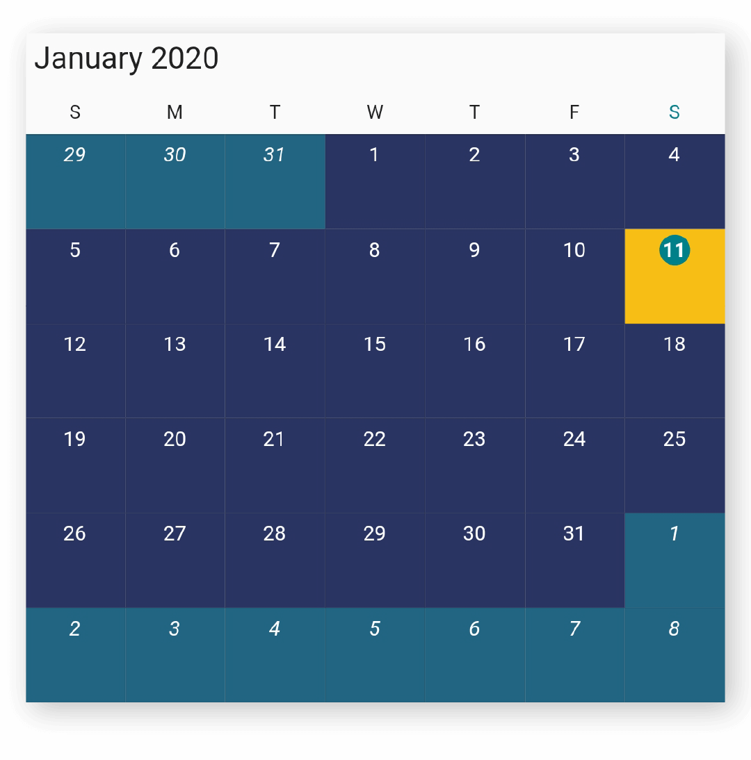 Month cell appearance