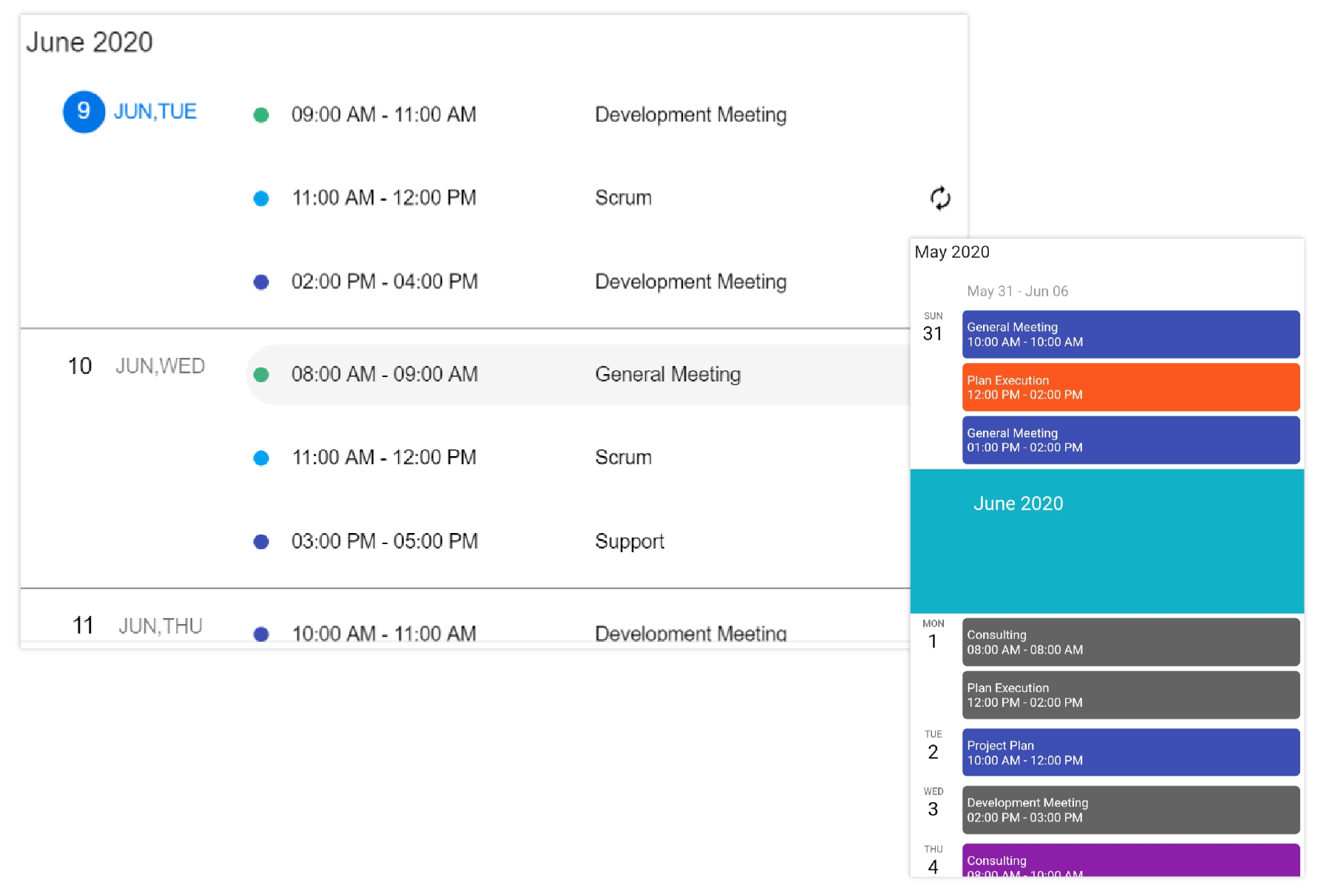 Schedule view in Flutter Event Calendar