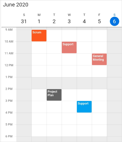 Special time region in Flutter Event Calendar