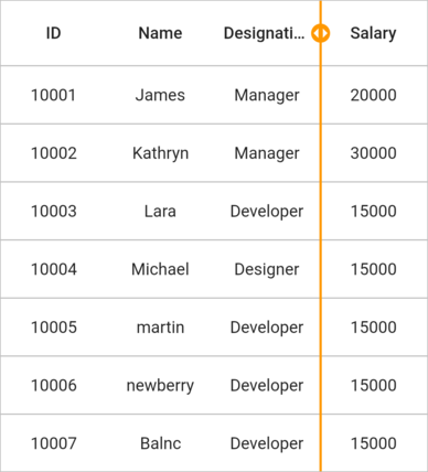 Flutter Data Grid shows column resizing with onResize mode