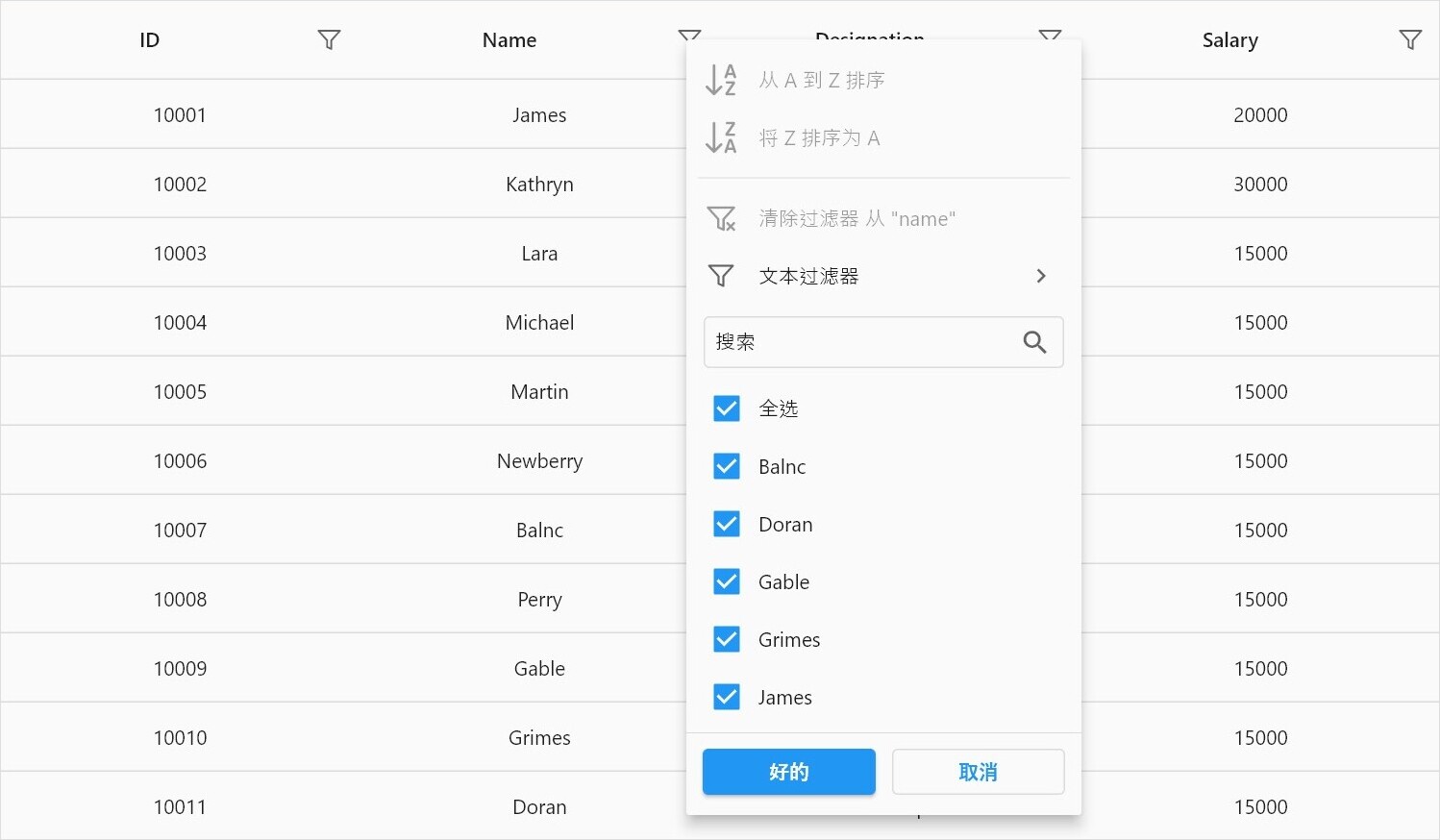 Flutter Data Grid localization