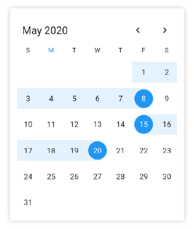 Programmatic multi selectedrange Date Range Picker