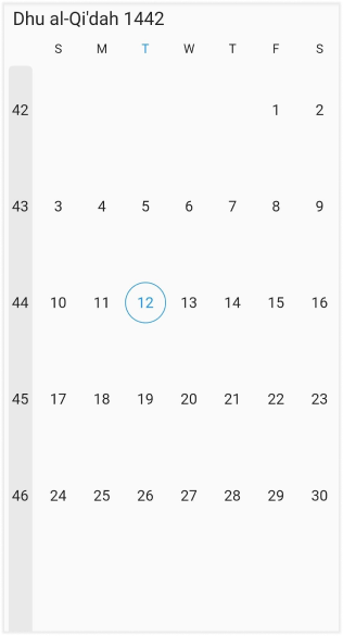 Hijri Week Number in Flutter Date Range Picker