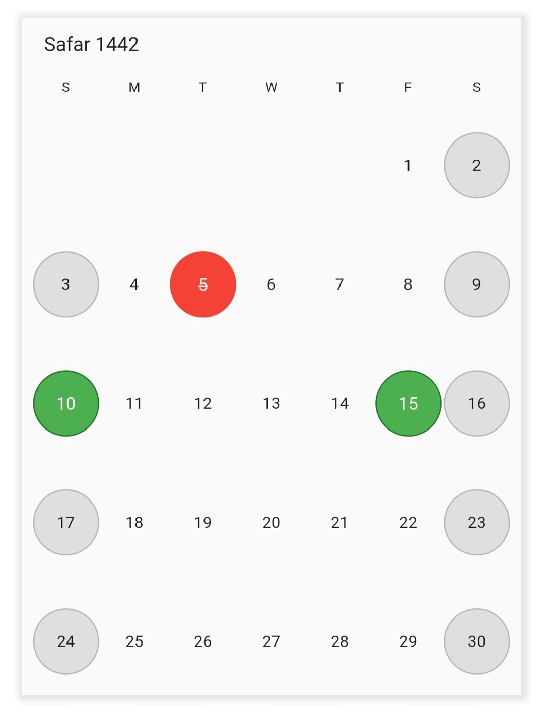 Hijri month cell customization