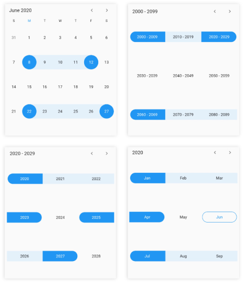 MultiRangeSelection Date Range Picker