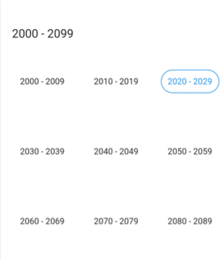 Century view Date Range Picker