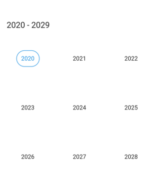 Decade view Date Range Picker