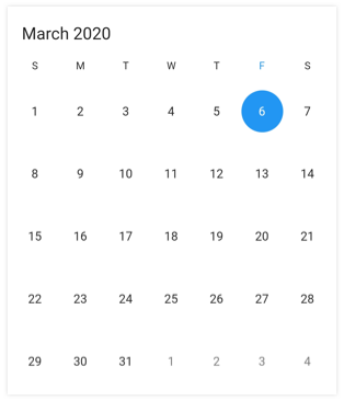 Month view Date Range Picker