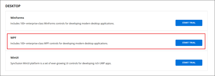 Trial and downloads of Syncfusion Flutter