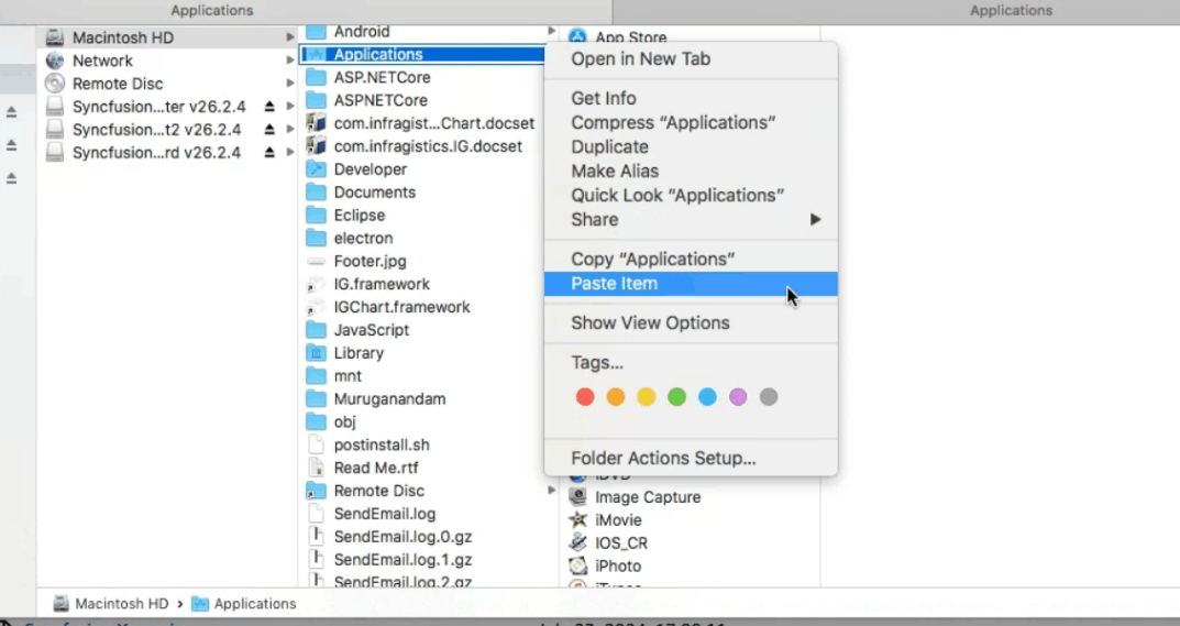 Copying to Applications