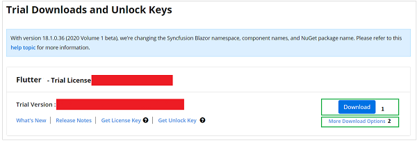 Trial and downloads of Syncfusion Essential Studio