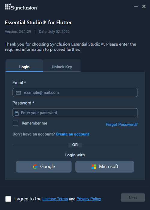 Login credentials