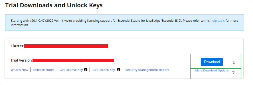 License and downloads of Syncfusion Essential Studio