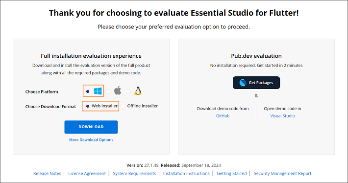 Trial and downloads of Syncfusion Essential Studio