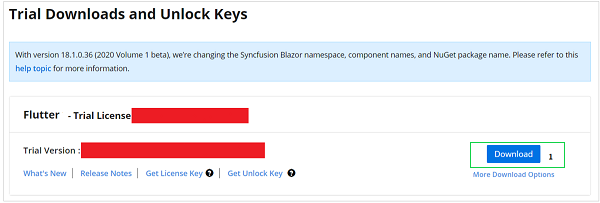 Trial and downloads of Syncfusion Essential Studio