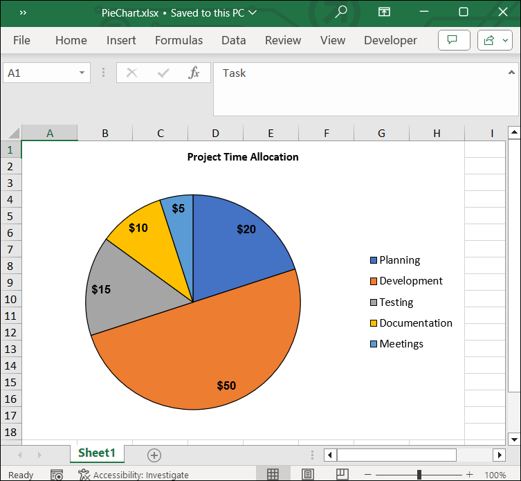 Customizing a pie chart