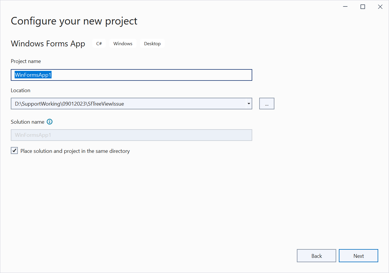 NETcore showing configure the project