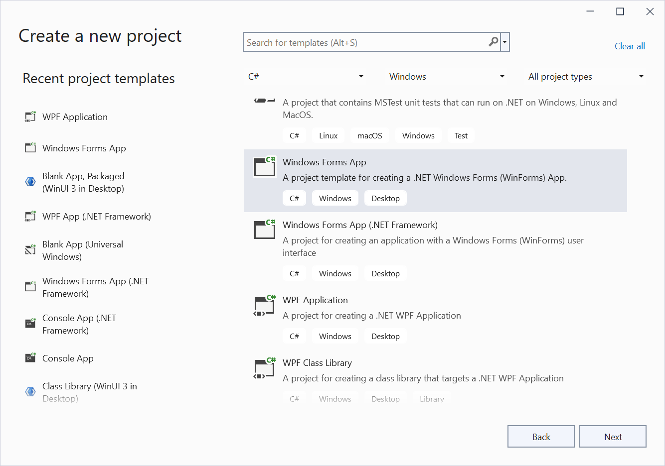 NETcore showing create the project