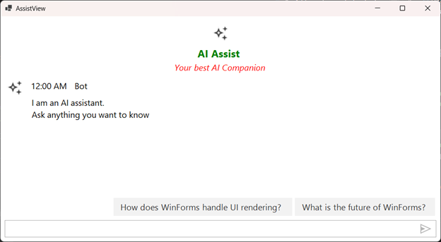 Windows Forms AI AssistView Control Customized BannerView