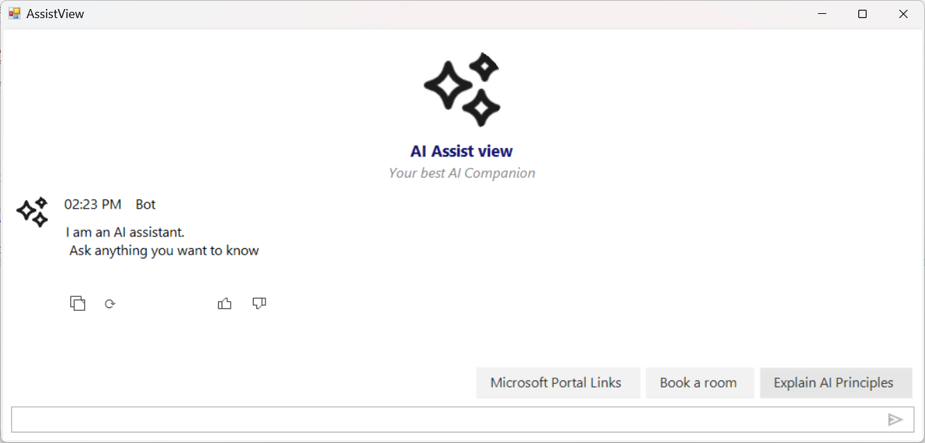 Windows Forms AI AssistView control Response Toolbar