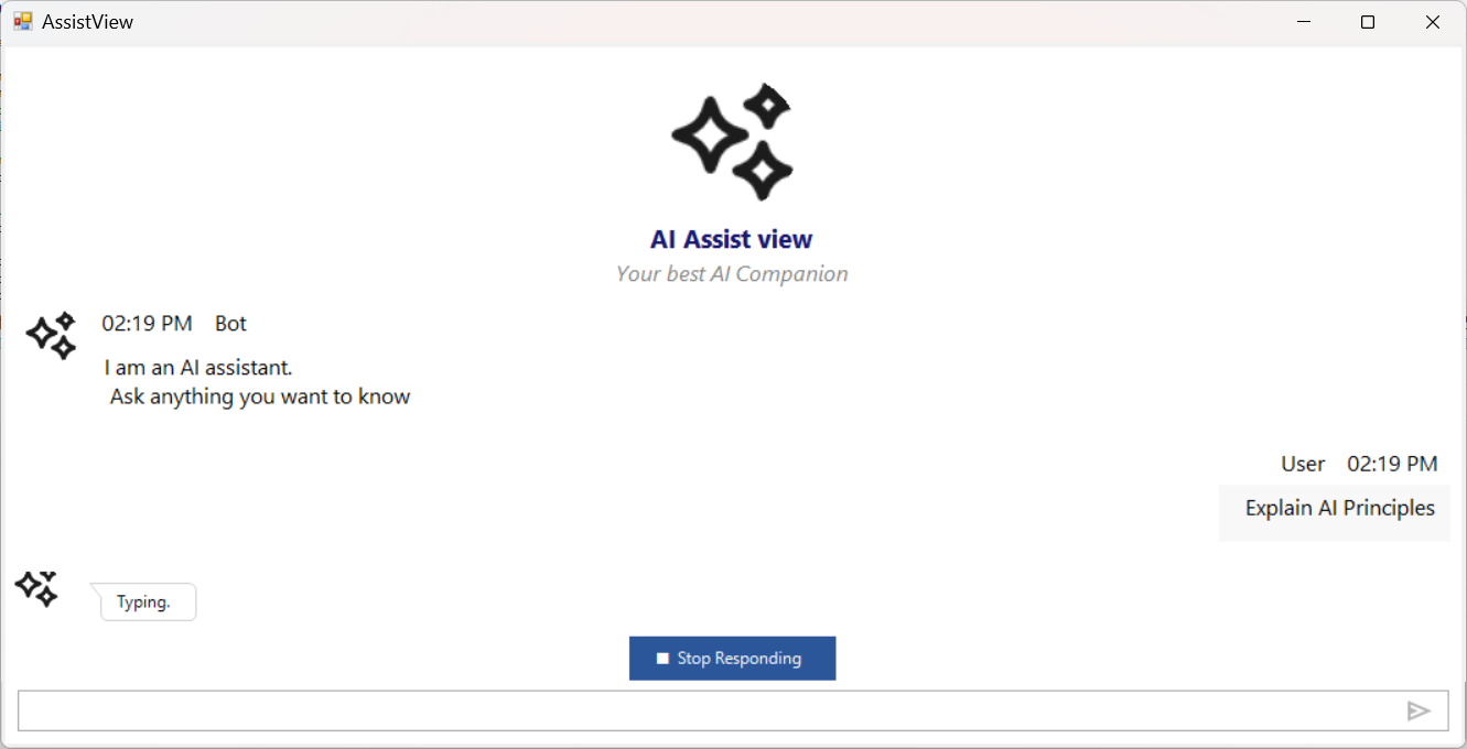 Windows Forms AI AssistView control StopResponding