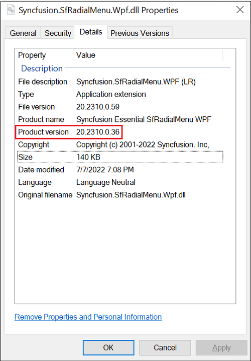Product Version of a patched assembly