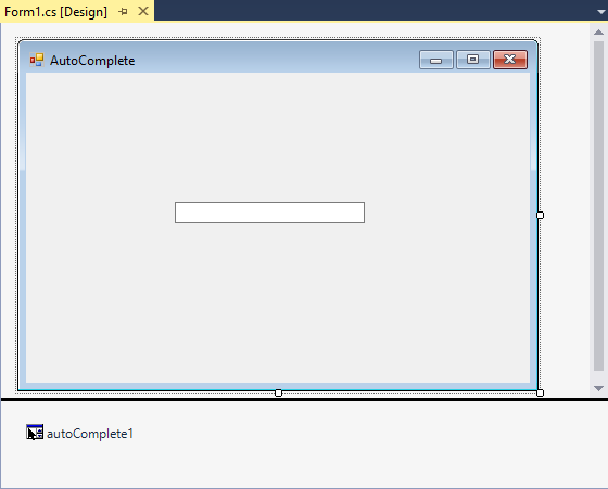 Windows forms AutoComplete and Textbox with component tray