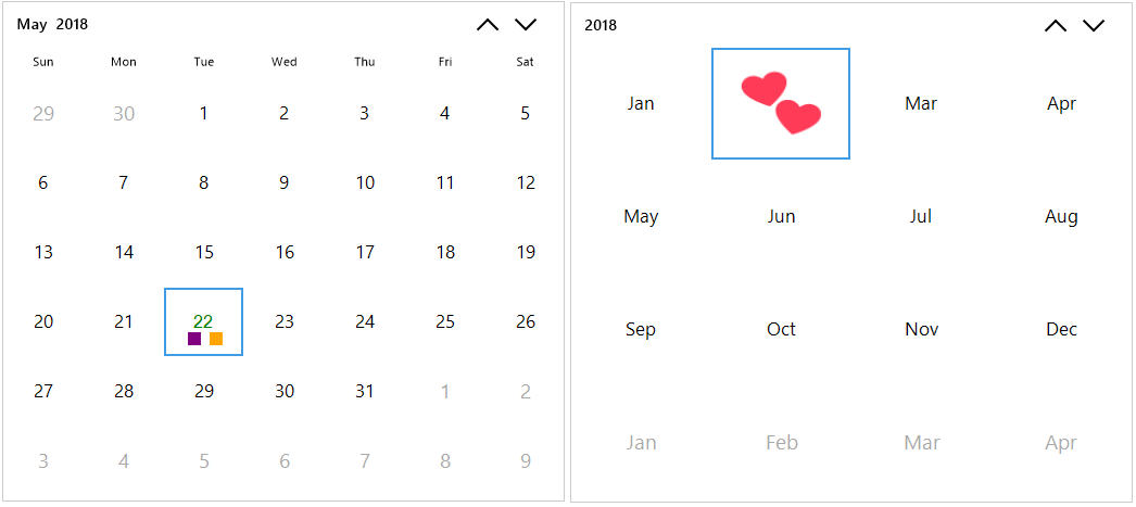 Cell customization in WindowsForms Calendar