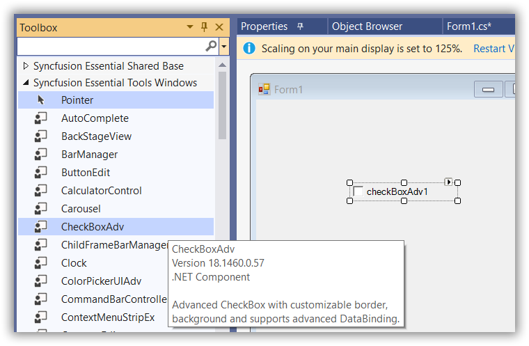 WinForms CheckBox being dragged and dropped from the toolbox onto the form