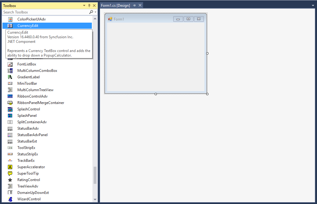 Currency Edit control added by designer in WindowsForms