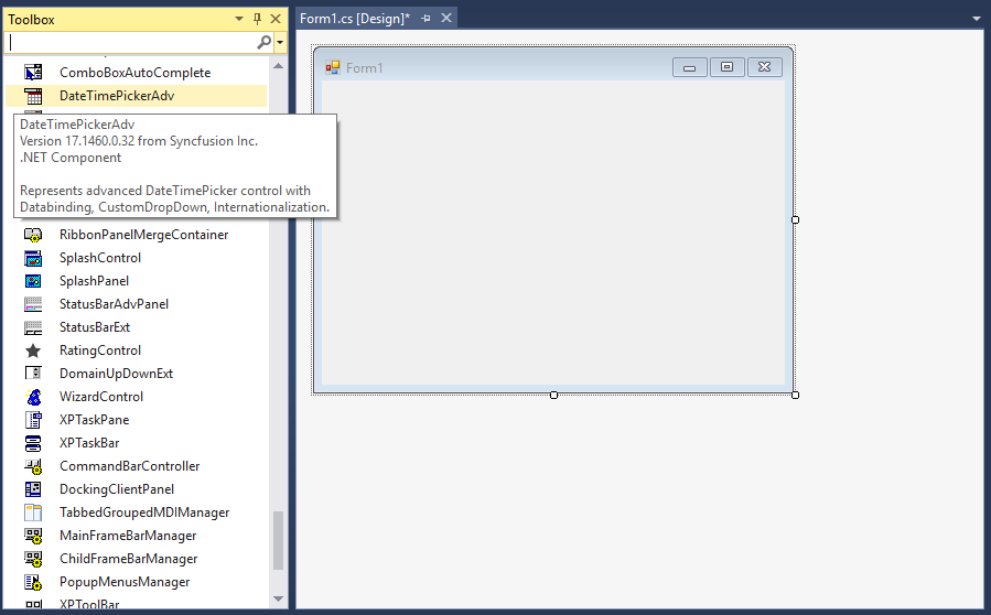 DateTimePicker control added by designer