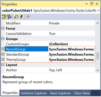 Windows forms ColorPickerUIAdv Color groups