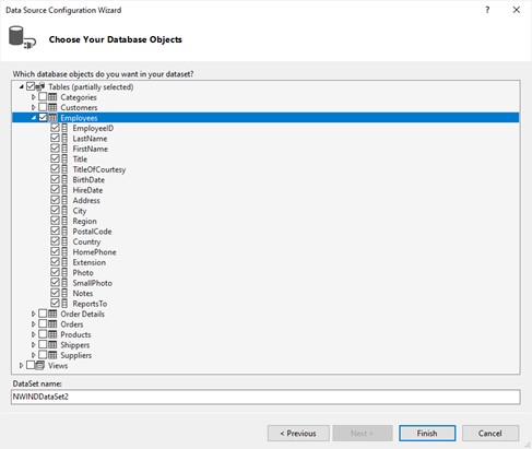 WinForms SfComboBox data base objects choosing through the visual studio