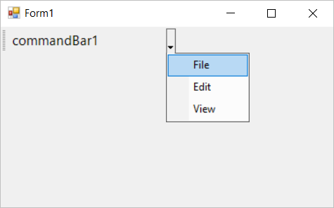 Popup menu added to the command bar