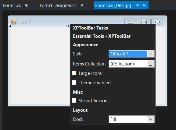 XP Tool bar added to the form