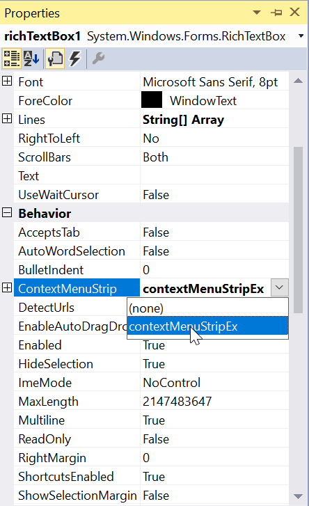 Associating Context Menu