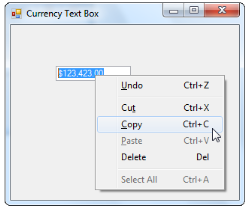 Clipboard support with formatting characters excluded from the copied text