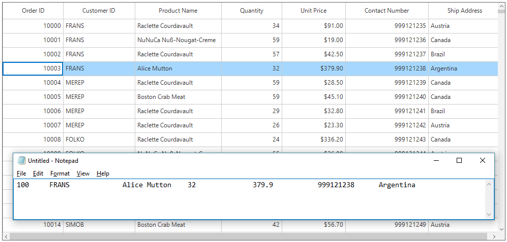 Windows forms datagrid displays edit the text while copying data