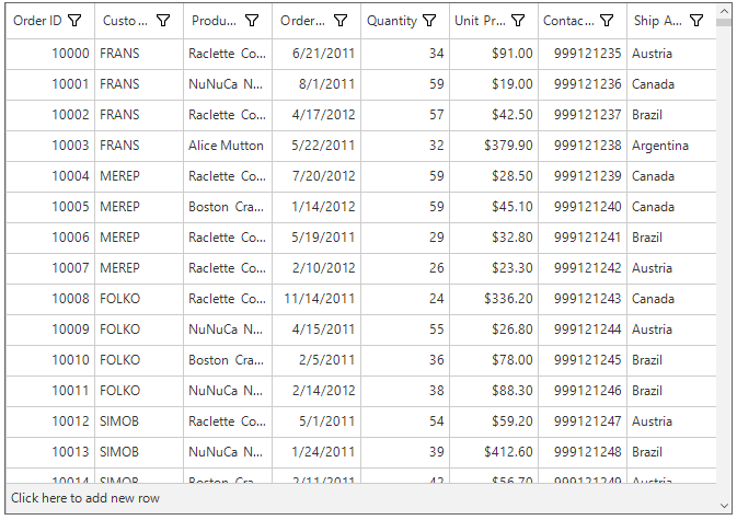 Windows forms datagrid showing addnewrow at bottom