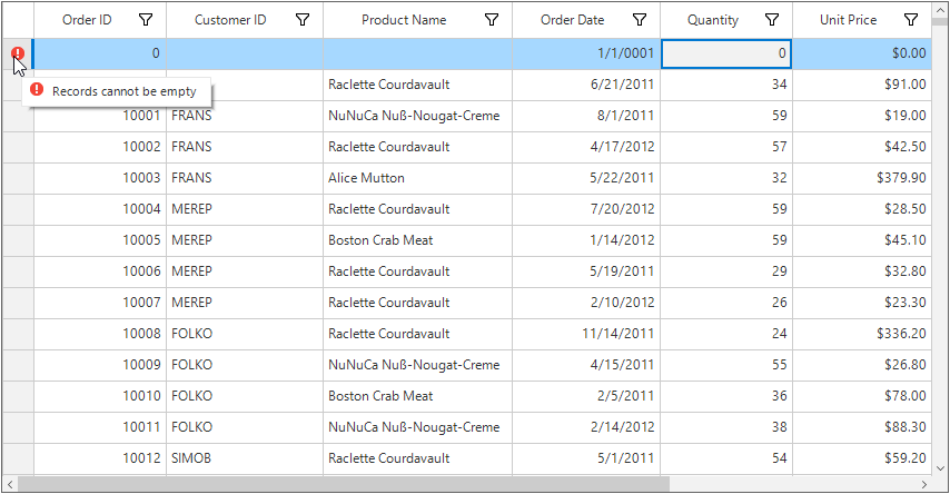 Windows forms datagrid showing adding empty records