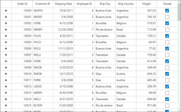 Windows forms datagrid displays customie the width of the expander column