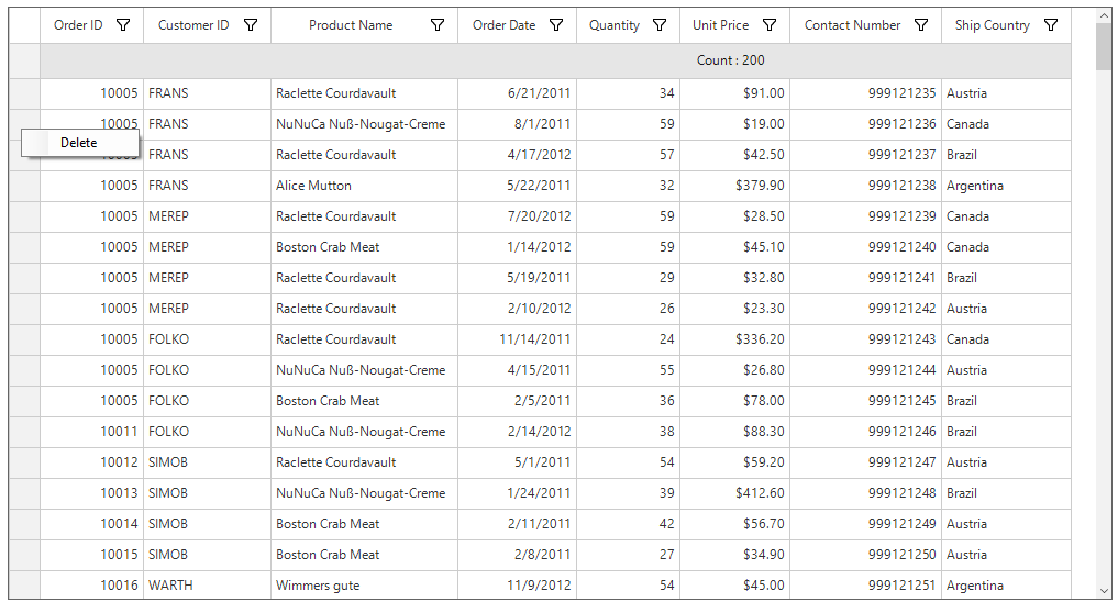 Windows forms datagrid displays context menu for row header